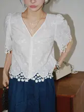 高密度コットン刺繍ホワイトシャツ【夏用・フレンチスタイル・通勤対応】