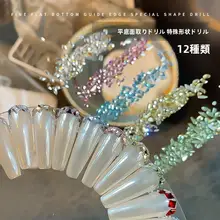多面カラーダイヤモンドネイルデコレーション【平底・スタイリッシュ・ラウンドカット】