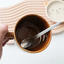 日本風のクリエイティブデザイン！金属製ハンマードカフェスプーン【フルーツフォーク・ デザートスプーン】