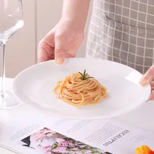 特厚陶器製 丸型ディスプレイ皿【ホワイト・家庭用・ステーキ・西洋料理用】