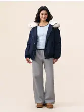 パーカー付き中綿ジャケット レディース アメリカン風 ボリュームファー オーバーサイズ ファスナー 冬 あったか「YESCCI」