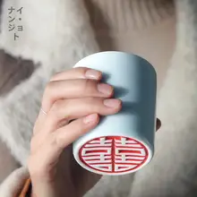 カップル用陶製マグカップ【赤双喜デザイン・結婚式ギフト・手作り】（セットアップ対応）