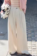 女性用 感あふれる ワイドレッグパンツ【プリーツデザイン・ドレープ感・カジュアルスタイル】（セットアップ対応）