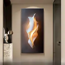 モダンな軽奢華の玄関装飾画【縦型・抽象アート・廊下用】
