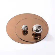 モダンミニマリスト風 丸型ガラスミラートレイ【インテリアデコレーション用】