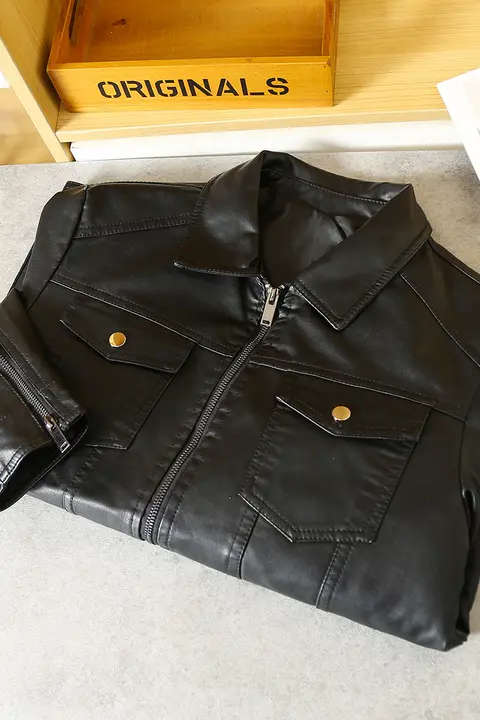 カジュアルな男の秋冬用ライダースジャケット【水洗いPUレザー・ファッションスタイル】