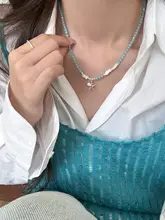 海藍宝の小魚ペンダントネックレス【スター型ビーズ・デザインネックレス】
