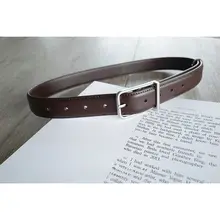 ベーシックデザインのアンティークシルバー金具 牛革製ウエストベルト【アイボリー・ブラック・ブラウン】