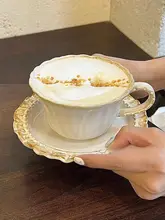 デザイン豊かな陶器製コーヒーカップ【フレンチスタイル・ラテアート・女性向け】