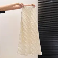レースフリルのフィッシュテールスカート【ハイウエスト・ショート 丈・カジュアル・Aライン】（セットアップ対応）