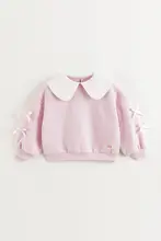 かわいいリボン付きベビーカットソー【ドールカラー・春用・女児用】