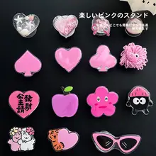 ピンクのスマホスタンド【伸縮可能・デスク用・貼り付けタイプ・安定性あり】