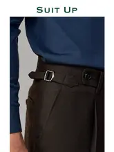 ビジネス向け スリムフィット ストレートスラックス【モカブラウン・秋冬用】