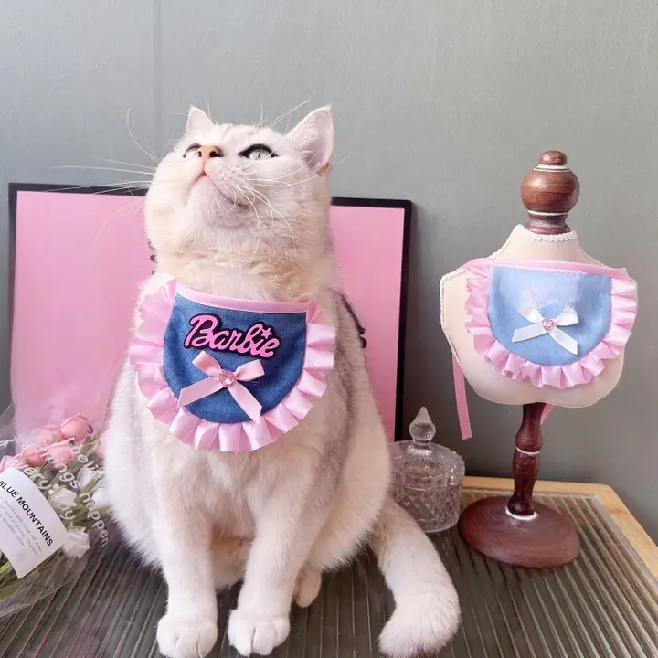 美容と可愛さを兼ね備えたデニム風ペット用バンダナ【犬猫用・撮影にも最適】