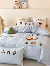 秋冬用カートゥーンデザインのピュアコットン四点寝具セット【 子供用・可愛いデザイン・厚手】（セットアップ対応）