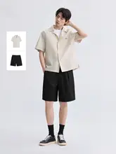 セットアップ メンズ カジュアルシャツ ハーフパンツ リネン混 キューバカラー シンプル 薄手 リゾート 通勤 夏「GXG」