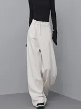 カジュアルパンツ 女性 冬の新作 厚手 ゆったり ワイドレッグパンツ ロングパンツ