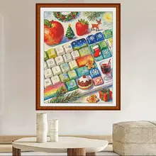 星河デザインのクリスマス刺繍アート【縦型・リビング・寝室用・油絵】