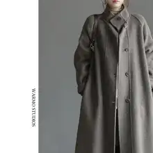 Warmo 高級ウール混紡チェスターコート【レディース・ロング丈・シンプルデザイン・両面使用可】