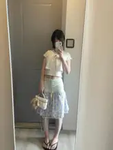 フランス風ヴィンテージスタイルのパープルフラワープリントスカート【女性用・夏用・中長丈・スウィートデザイン】（セットアップ対応）
