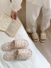 レトロ花柄コットンリネンモカシン【春夏秋冬用・スイートデザイン・室内用】