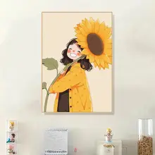 シンプルなアートデザイン！ひまわりの壁掛け装飾画【リビング・寝室・癒し系】
