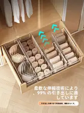 内衣収納ボックス【ストレッチ可能・引き出し式・仕切り付き】（セットアップ対応）