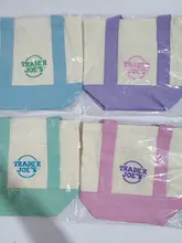 カラーブロック刺繍大容量ショッピングバッグ【キャンバス・カジュアル・トートバッグ】