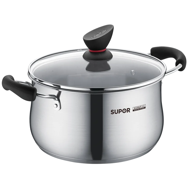 SUPOR 304ステンレス鍋【厚底・ガス・IH対応・家庭用・スープ用】