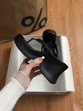 黒のヒール付きフレンチスタイルビーチサンダル【滑り止め・女性用・夏用】