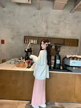 穴あけ不要Vネックミンクファーニットセーター【ゆったりした白色・秋冬用】