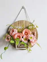 壁掛け木製花かごセット【フェイクフラワー・シンプルデザイン・インテリア装飾】