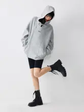 ユニセックスエア層ジッパー付き両面フードスウェットパーカー【トレンドデザイン】(セットアップ対応)