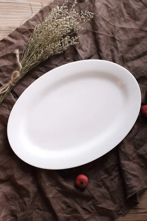 純白の無鉛骨瓷製日式オーバルプレート【家庭用・クリエイティブデザイン・フルーツ皿】