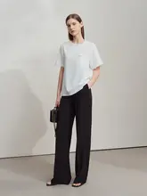 秋の極簡シフォンブラウス【ストレートカット・フリンジ・ビジュー装飾・正肩デザイン】（セットアップ対応）