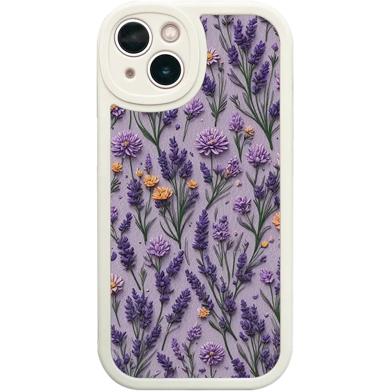 紫の花柄のレトロアートスマホケース：男性向けおしゃれで実用性を両立
