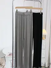 極上の柔らかさ モダール素材のワイドレッグパンツ【ハイウエスト・・夏用・トレンドデザイン】（セットアップ対応）