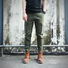TickTock メンズ ストレッチ工装パンツ【スリムフィット・ウォッシュ加工・多ポケット・厚手・束脚デザイン】
