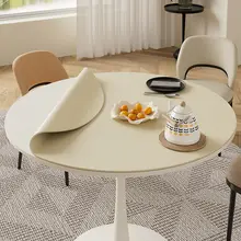 目に優しいシリコン製 ラウンドデスクマット【防油・防水・高級感】