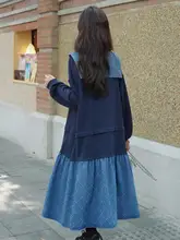 刺繍デニム切替ワンピース【春秋用・カジュアルスタイル・学院風】