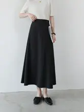 女性用 ハイウエスト Aラインスカート【無地・中長丈・秋用】