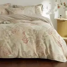 長綿フランネル製四点寝具セット【コットンプリント・春夏対応・ベッドカバー付き】（セットアップ対応）