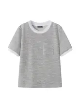 カジュアルなデザインの幅広ショートスリーブTシャツ【夏用・コントラストカラー・フィット】