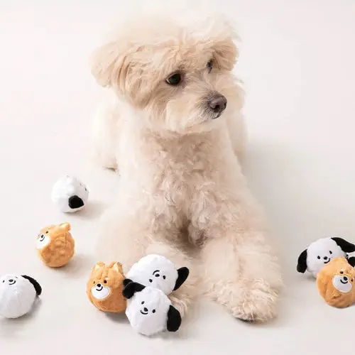 可愛い犬型ペット用噛むおもちゃ【発音機能付き・弾力ボール】