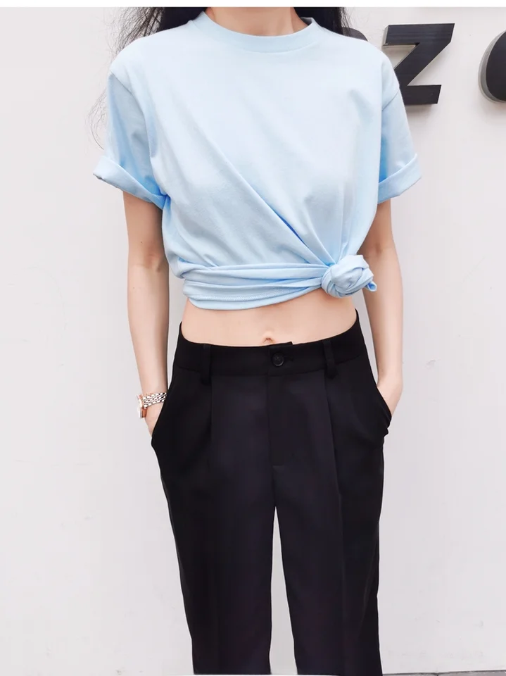猫のデザイン の春夏用 クラシックシンプル ゆったりフィット スリム効果 Tシャツ【ラウンドネック・短袖】