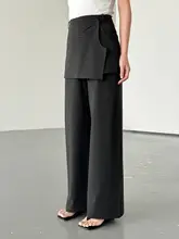 グレー調のハーフパンツ風ワイドパンツ【ストレート・スーツスタイル・体型カバー】（セットアップ対応）