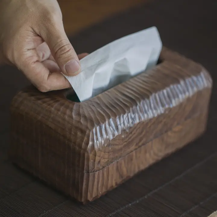 北米産 ブラックウォールナット製 高級ティッシュボックス【リビング用・シンプルデザイン】