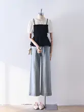 バイカラー レース バブルスリーブ ブラウス【ウエスト絞り・スタイリッシュな女性用】（セットアップ対応）
