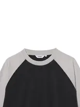 バイカラーラグラン袖ゆったり長袖Tシャツ【レトロスタイル・重ね着対応】