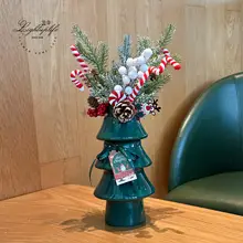 陶器製クリスマス花瓶【水耕栽培・赤い靴・デスクトップ飾り】